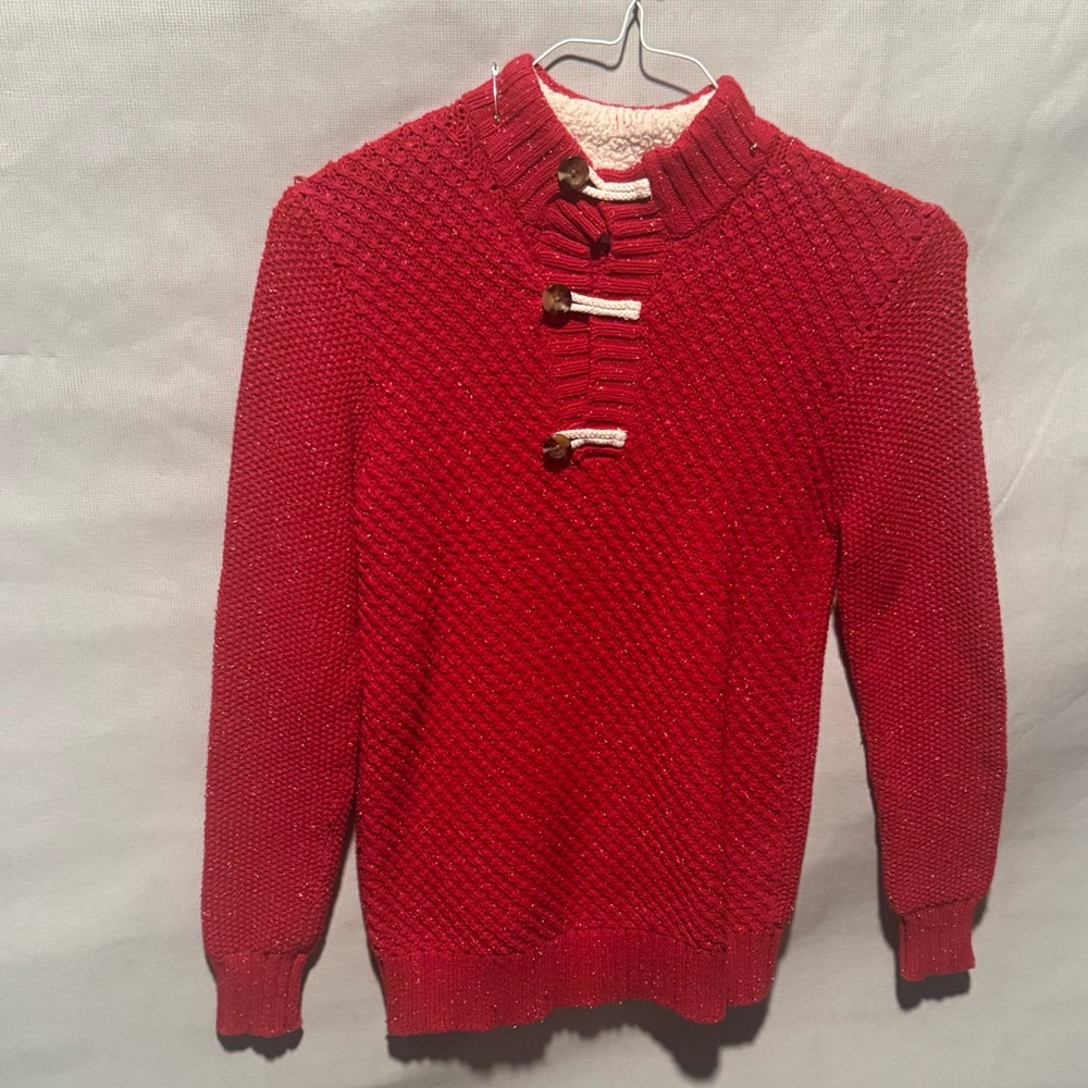 Men's Red Sweater with Toggle Buttons